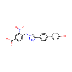 O=C(O)c1ccc(Cn2cc(-c3ccc(-c4ccc(O)cc4)cc3)nn2)c([N+](=O)[O-])c1 ZINC000084710796