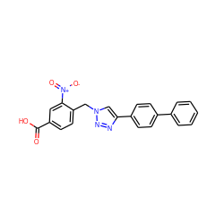 O=C(O)c1ccc(Cn2cc(-c3ccc(-c4ccccc4)cc3)nn2)c([N+](=O)[O-])c1 ZINC000066114039