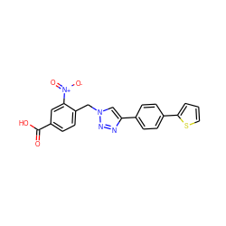 O=C(O)c1ccc(Cn2cc(-c3ccc(-c4cccs4)cc3)nn2)c([N+](=O)[O-])c1 ZINC000084706604