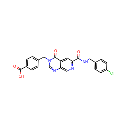 O=C(O)c1ccc(Cn2cnc3cnc(C(=O)NCc4ccc(Cl)cc4)cc3c2=O)cc1 ZINC000029133014