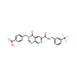 O=C(O)c1ccc(Cn2cnc3cnc(C(=O)NCc4cccc(C(F)(F)F)c4)cc3c2=O)cc1 ZINC000029133787