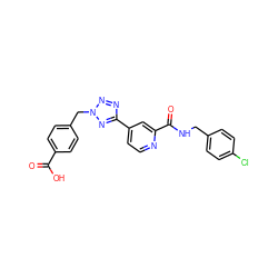 O=C(O)c1ccc(Cn2nnc(-c3ccnc(C(=O)NCc4ccc(Cl)cc4)c3)n2)cc1 ZINC000045364749