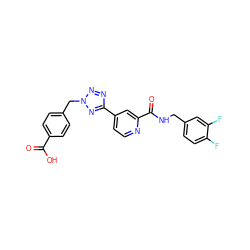 O=C(O)c1ccc(Cn2nnc(-c3ccnc(C(=O)NCc4ccc(F)c(F)c4)c3)n2)cc1 ZINC000045348198