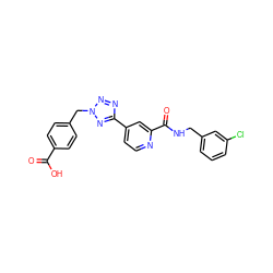 O=C(O)c1ccc(Cn2nnc(-c3ccnc(C(=O)NCc4cccc(Cl)c4)c3)n2)cc1 ZINC000045339836