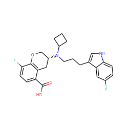 O=C(O)c1ccc(F)c2c1C[C@@H](N(CCCc1c[nH]c3ccc(F)cc13)C1CCC1)CO2 ZINC000040939583