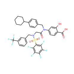 O=C(O)c1ccc(N(Cc2ccc(C3CCCCC3)cc2)C(=O)CN(Cc2cccc(C(F)(F)F)c2)S(=O)(=O)c2c(F)c(F)c(F)c(F)c2F)cc1O ZINC000096284641