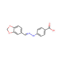 O=C(O)c1ccc(N/N=C/c2ccc3c(c2)OCO3)cc1 ZINC000004036777