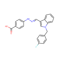 O=C(O)c1ccc(N/N=C/c2cn(Cc3ccc(F)cc3)c3ccccc23)cc1 ZINC000005516441