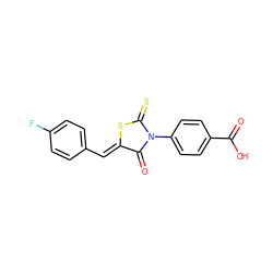 O=C(O)c1ccc(N2C(=O)/C(=C/c3ccc(F)cc3)SC2=S)cc1 ZINC000000966740