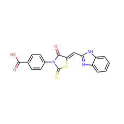 O=C(O)c1ccc(N2C(=O)/C(=C/c3nc4ccccc4[nH]3)SC2=S)cc1 ZINC000002206981