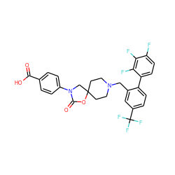 O=C(O)c1ccc(N2CC3(CCN(Cc4cc(C(F)(F)F)ccc4-c4ccc(F)c(F)c4F)CC3)OC2=O)cc1 ZINC000144557212