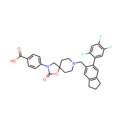 O=C(O)c1ccc(N2CC3(CCN(Cc4cc5c(cc4-c4cc(F)c(F)cc4F)CCC5)CC3)OC2=O)cc1 ZINC000114360351