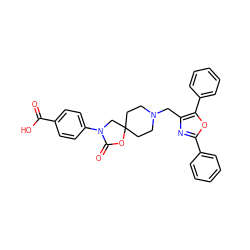 O=C(O)c1ccc(N2CC3(CCN(Cc4nc(-c5ccccc5)oc4-c4ccccc4)CC3)OC2=O)cc1 ZINC000114360116