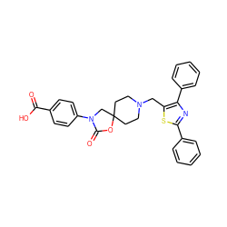 O=C(O)c1ccc(N2CC3(CCN(Cc4sc(-c5ccccc5)nc4-c4ccccc4)CC3)OC2=O)cc1 ZINC000114361661