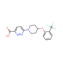 O=C(O)c1ccc(N2CCC(Oc3ccccc3C(F)(F)F)CC2)nn1 ZINC000045340075