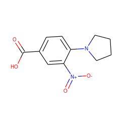 O=C(O)c1ccc(N2CCCC2)c([N+](=O)[O-])c1 ZINC000003884580