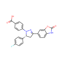 O=C(O)c1ccc(N2N=C(c3ccc4[nH]c(=O)oc4c3)C[C@@H]2c2ccc(F)cc2)cc1 ZINC000058563998