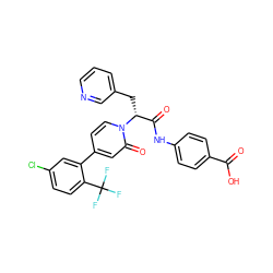 O=C(O)c1ccc(NC(=O)[C@@H](Cc2cccnc2)n2ccc(-c3cc(Cl)ccc3C(F)(F)F)cc2=O)cc1 ZINC001772635368