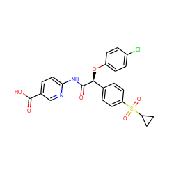 O=C(O)c1ccc(NC(=O)[C@@H](Oc2ccc(Cl)cc2)c2ccc(S(=O)(=O)C3CC3)cc2)nc1 ZINC000205608397