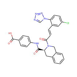 O=C(O)c1ccc(NC(=O)[C@@H]2Cc3ccccc3CN2C(=O)/C=C/c2cc(Cl)ccc2-n2cnnn2)cc1 ZINC000145832163