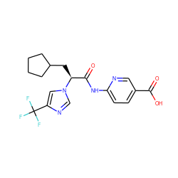 O=C(O)c1ccc(NC(=O)[C@H](CC2CCCC2)n2cnc(C(F)(F)F)c2)nc1 ZINC000068250431