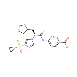 O=C(O)c1ccc(NC(=O)[C@H](CC2CCCC2)n2cnc(S(=O)(=O)C3CC3)c2)nc1 ZINC000103241227