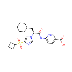 O=C(O)c1ccc(NC(=O)[C@H](CC2CCCCC2)n2cnc(S(=O)(=O)C3CCC3)c2)nc1 ZINC000103241232