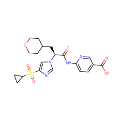 O=C(O)c1ccc(NC(=O)[C@H](CC2CCOCC2)n2cnc(S(=O)(=O)C3CC3)c2)nc1 ZINC000103241235