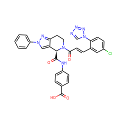 O=C(O)c1ccc(NC(=O)[C@H]2c3cn(-c4ccccc4)nc3CCN2C(=O)/C=C/c2cc(Cl)ccc2-n2cnnn2)cc1 ZINC000145839233