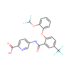 O=C(O)c1ccc(NC(=O)c2cc(C(F)(F)F)ccc2Oc2ccccc2OC(F)F)cn1 ZINC000143186108