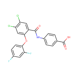 O=C(O)c1ccc(NC(=O)c2cc(Cl)c(Cl)cc2Oc2ccc(F)cc2F)cc1 ZINC000143196702