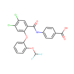 O=C(O)c1ccc(NC(=O)c2cc(Cl)c(Cl)cc2Oc2ccccc2OC(F)F)cc1 ZINC000143184159