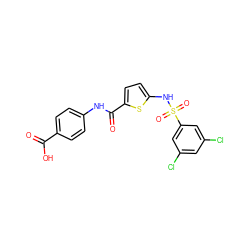 O=C(O)c1ccc(NC(=O)c2ccc(NS(=O)(=O)c3cc(Cl)cc(Cl)c3)s2)cc1 ZINC000299854542