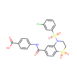 O=C(O)c1ccc(NC(=O)c2ccc3c(c2)N(S(=O)(=O)c2cccc(Cl)c2)CCS3(=O)=O)cc1 ZINC000114516726