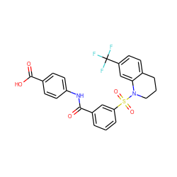 O=C(O)c1ccc(NC(=O)c2cccc(S(=O)(=O)N3CCCc4ccc(C(F)(F)F)cc43)c2)cc1 ZINC000299859102