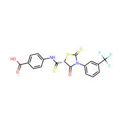 O=C(O)c1ccc(NC(=S)[C@@H]2SC(=S)N(c3cccc(C(F)(F)F)c3)C2=O)cc1 ZINC000040379224