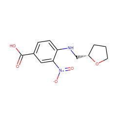 O=C(O)c1ccc(NC[C@@H]2CCCO2)c([N+](=O)[O-])c1 ZINC000004978109