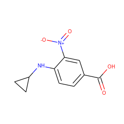 O=C(O)c1ccc(NC2CC2)c([N+](=O)[O-])c1 ZINC000003887756