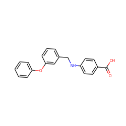 O=C(O)c1ccc(NCc2cccc(Oc3ccccc3)c2)cc1 ZINC000028571916