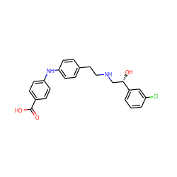 O=C(O)c1ccc(Nc2ccc(CCNC[C@H](O)c3cccc(Cl)c3)cc2)cc1 ZINC000029132628