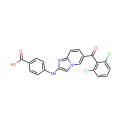 O=C(O)c1ccc(Nc2cn3cc(C(=O)c4c(Cl)cccc4Cl)ccc3n2)cc1 ZINC000014945527