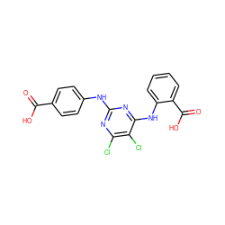 O=C(O)c1ccc(Nc2nc(Cl)c(Cl)c(Nc3ccccc3C(=O)O)n2)cc1 ZINC000087613211