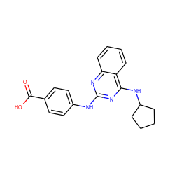 O=C(O)c1ccc(Nc2nc(NC3CCCC3)c3ccccc3n2)cc1 ZINC000041152124