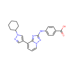 O=C(O)c1ccc(Nc2nc3c(-c4cnn(C5CCCCC5)c4)cccn3n2)cc1 ZINC000096282527