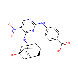 O=C(O)c1ccc(Nc2ncc([N+](=O)[O-])c(NC34C[C@H]5C[C@@H](CC(O)(C5)C3)C4)n2)cc1 ZINC000101451543