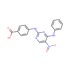 O=C(O)c1ccc(Nc2ncc([N+](=O)[O-])c(Nc3ccccc3)n2)cc1 ZINC000029042756