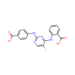 O=C(O)c1ccc(Nc2ncc(F)c(Nc3ccccc3C(=O)O)n2)cc1 ZINC000089469958