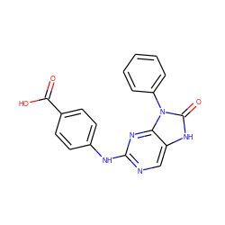 O=C(O)c1ccc(Nc2ncc3[nH]c(=O)n(-c4ccccc4)c3n2)cc1 ZINC000029042835