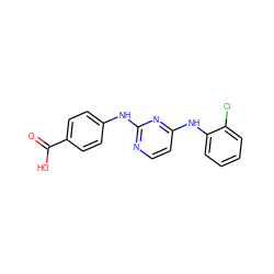 O=C(O)c1ccc(Nc2nccc(Nc3ccccc3Cl)n2)cc1 ZINC000087613209