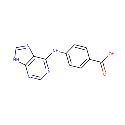O=C(O)c1ccc(Nc2ncnc3[nH]cnc23)cc1 ZINC000001669634